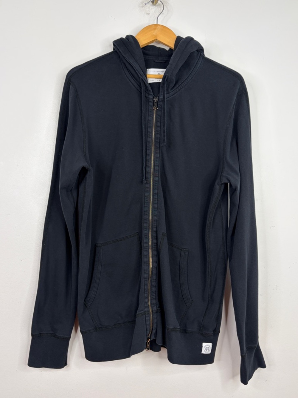 Reigning Champ Hoodie Mens Large Black Cotton Terry Full Zip Sweatshirt Canada
